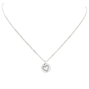 Silver Cubic Zirconia Heart Pendant Necklace