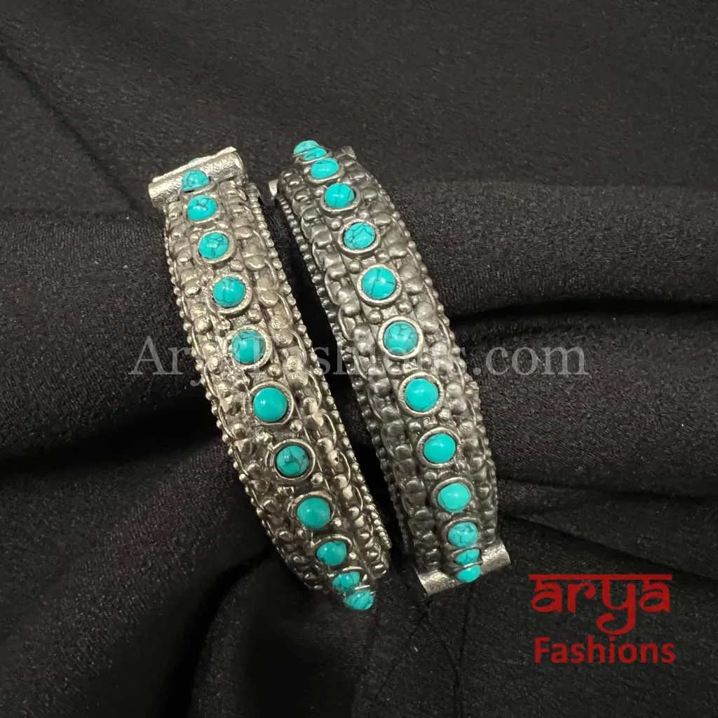 Silver Oxidized Bracelet Gokhroo Bangles