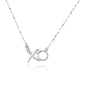 Size: 18'' - Sterling Silver 18 inch Necklace with XO Pendant with Diamond