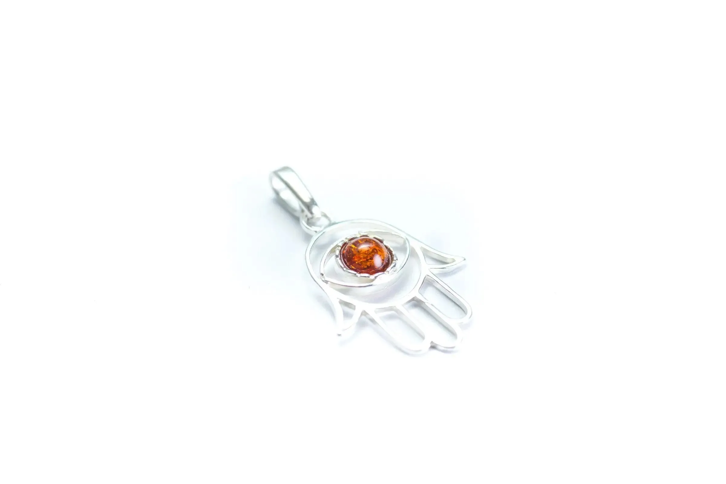 Small Amber Hamsa Pendant