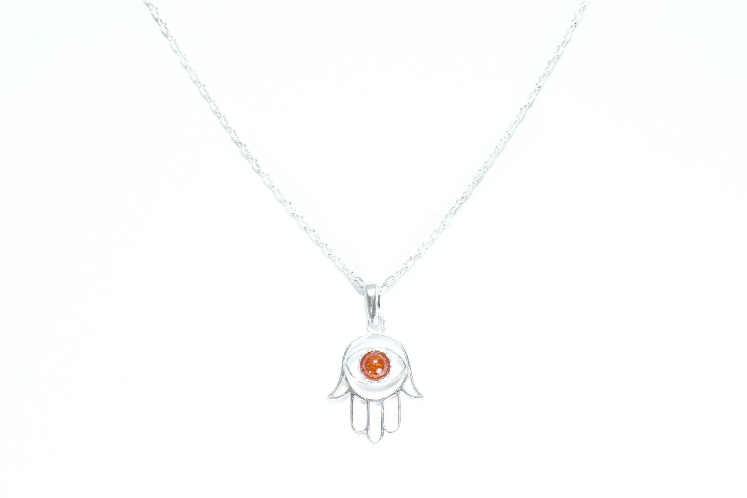 Small Amber Hamsa Pendant