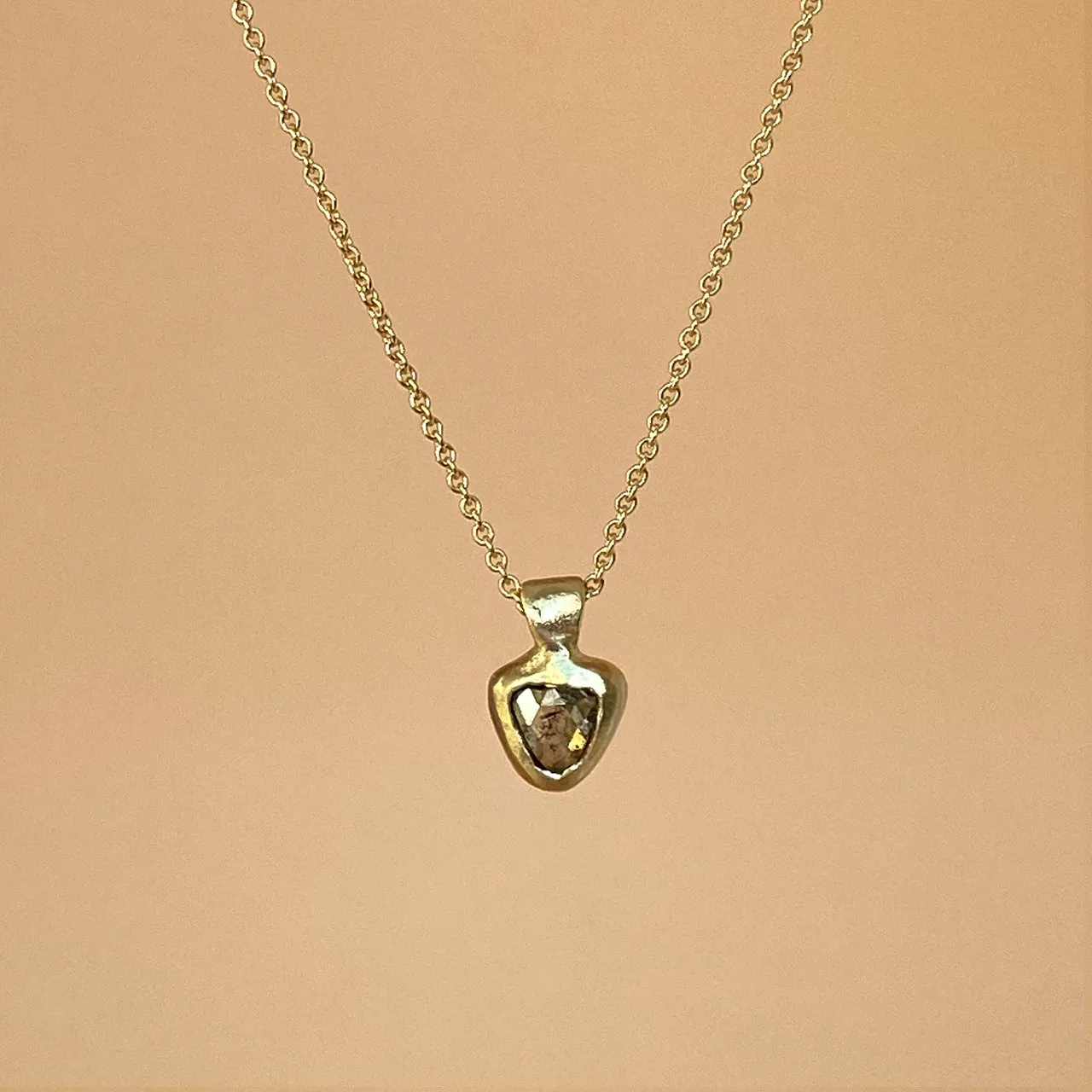 Smooth triangle diamond slice necklace