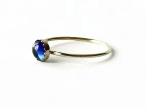 Solid 14k Gold sapphire ring • Thin yellow gold stacking ring • Gold Sapphire gemstone ring