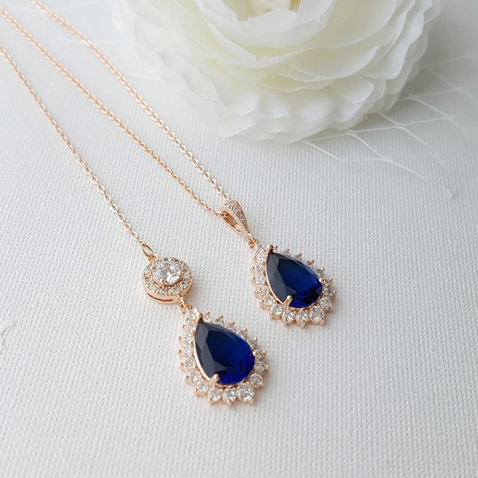 Something Blue Bridal Necklace- Aoi