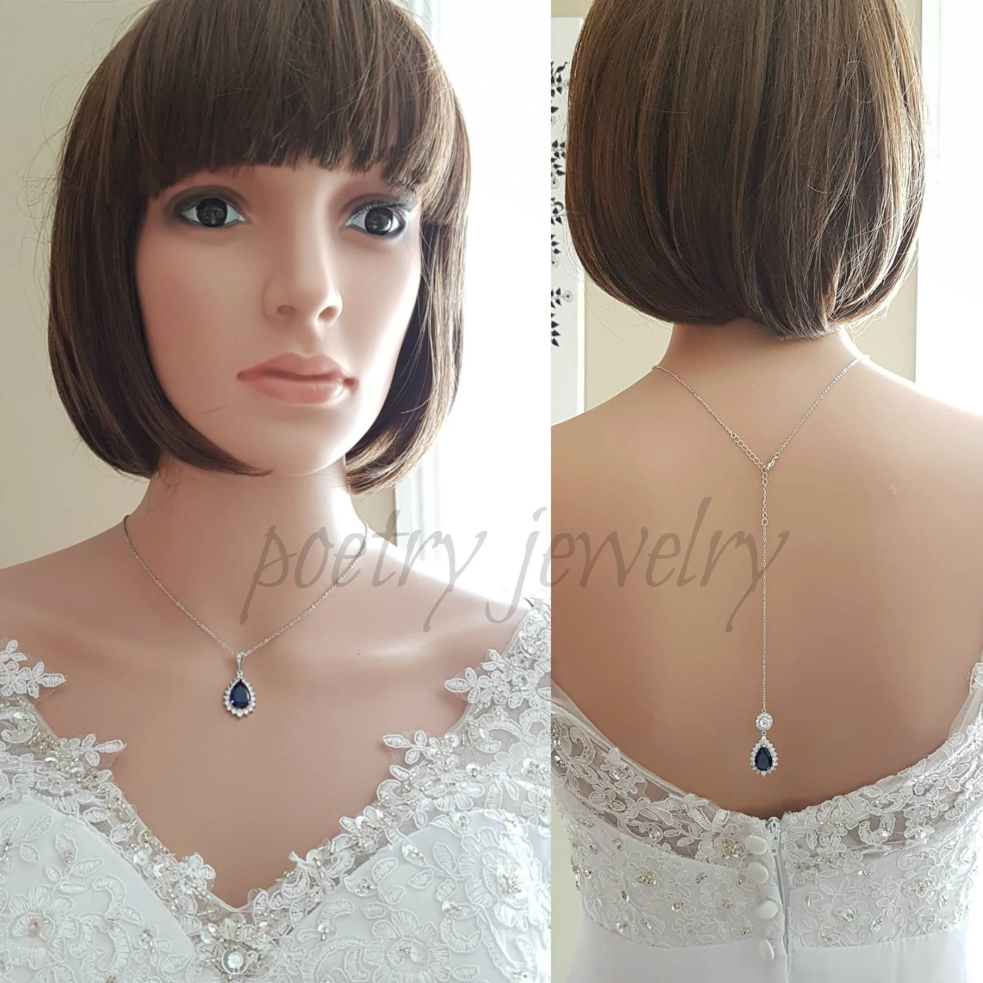 Something Blue Bridal Necklace- Aoi