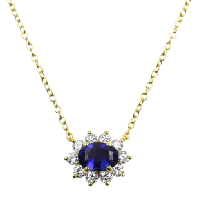 Springer's Collection 18K Yellow Gold Blue Sapphire and Diamond Necklace