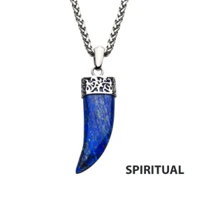 Stainless Steel with Lapis Lazuli Stone Horn Pendant