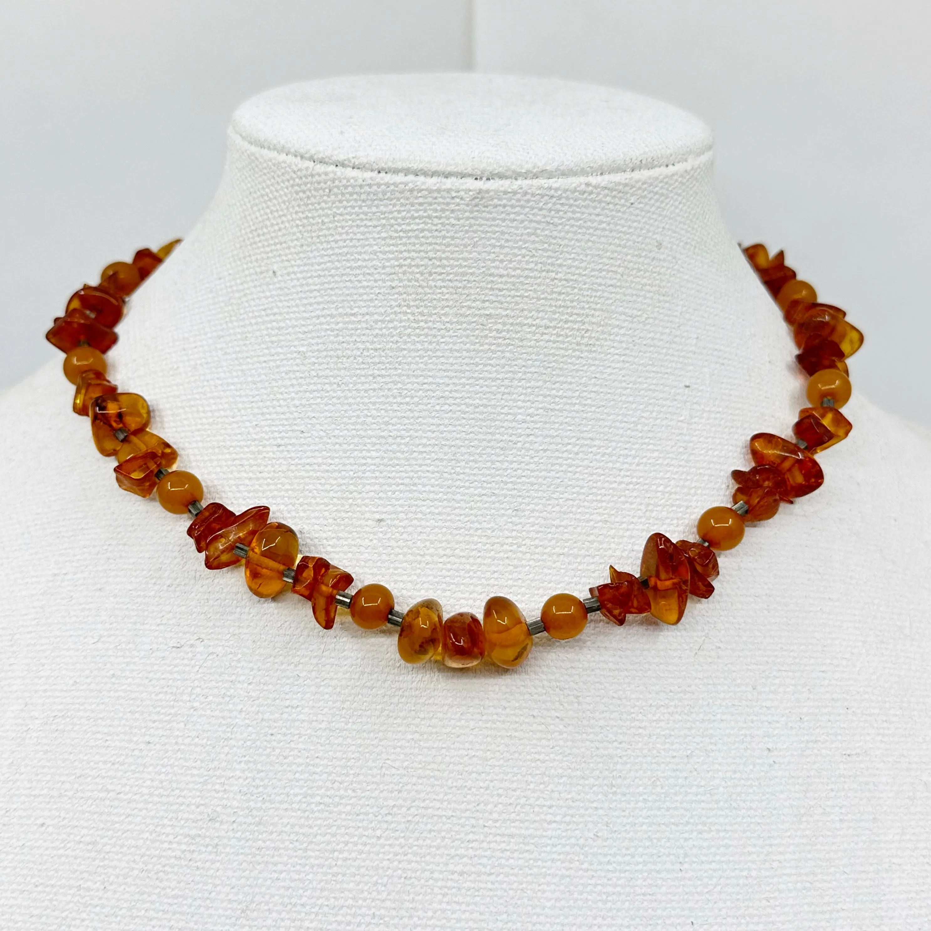 Sterling silver baltic amber bead necklace