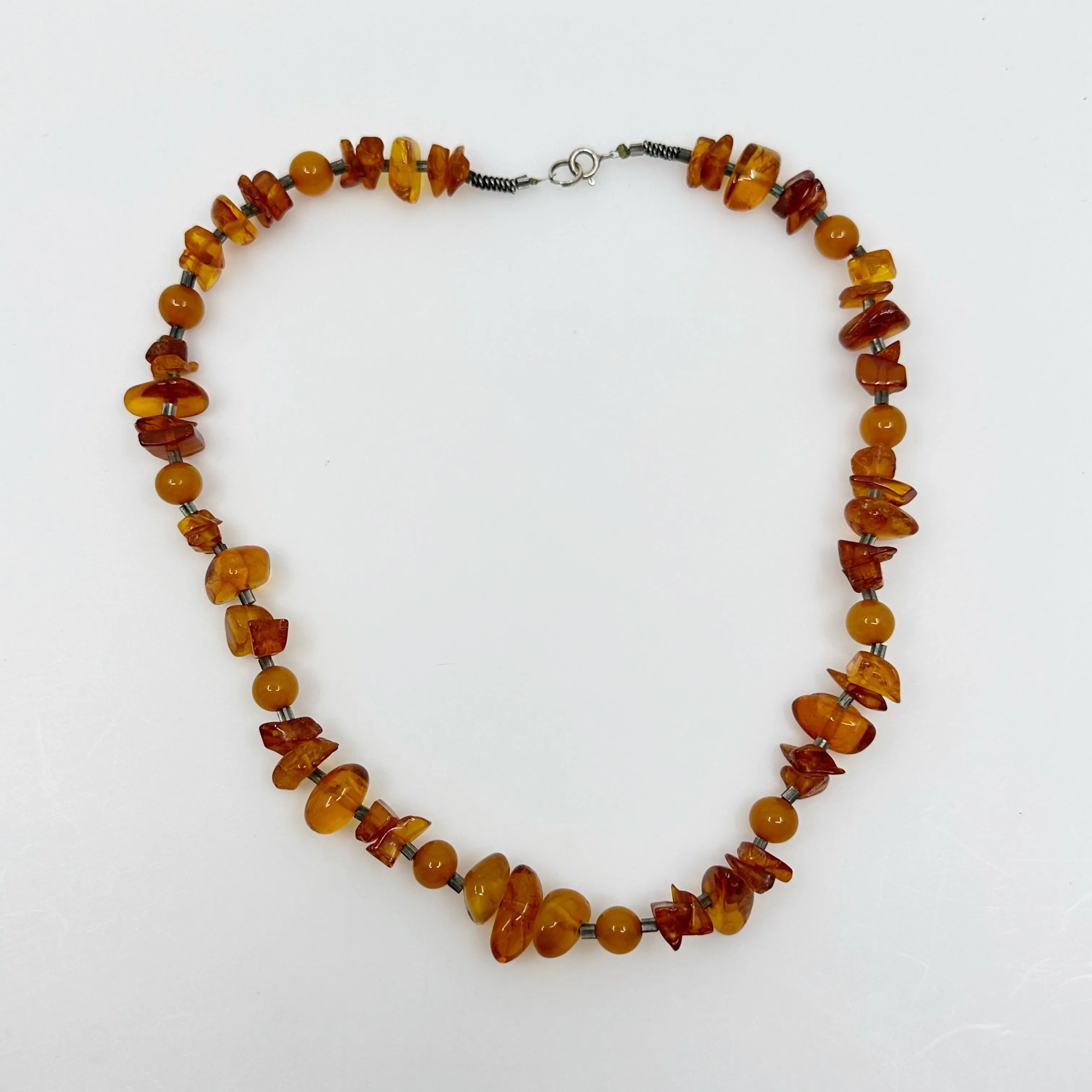 Sterling silver baltic amber bead necklace