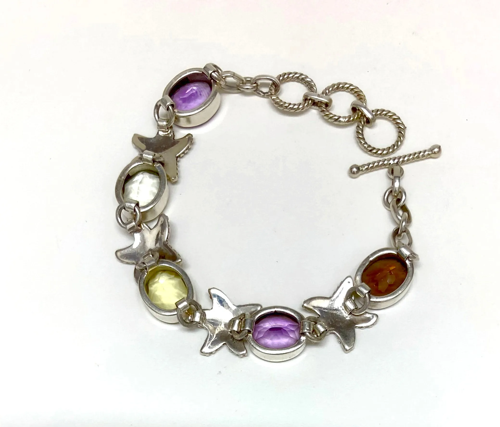 Sterling Silver Bracelet with Semi Precious Stones & Starfish