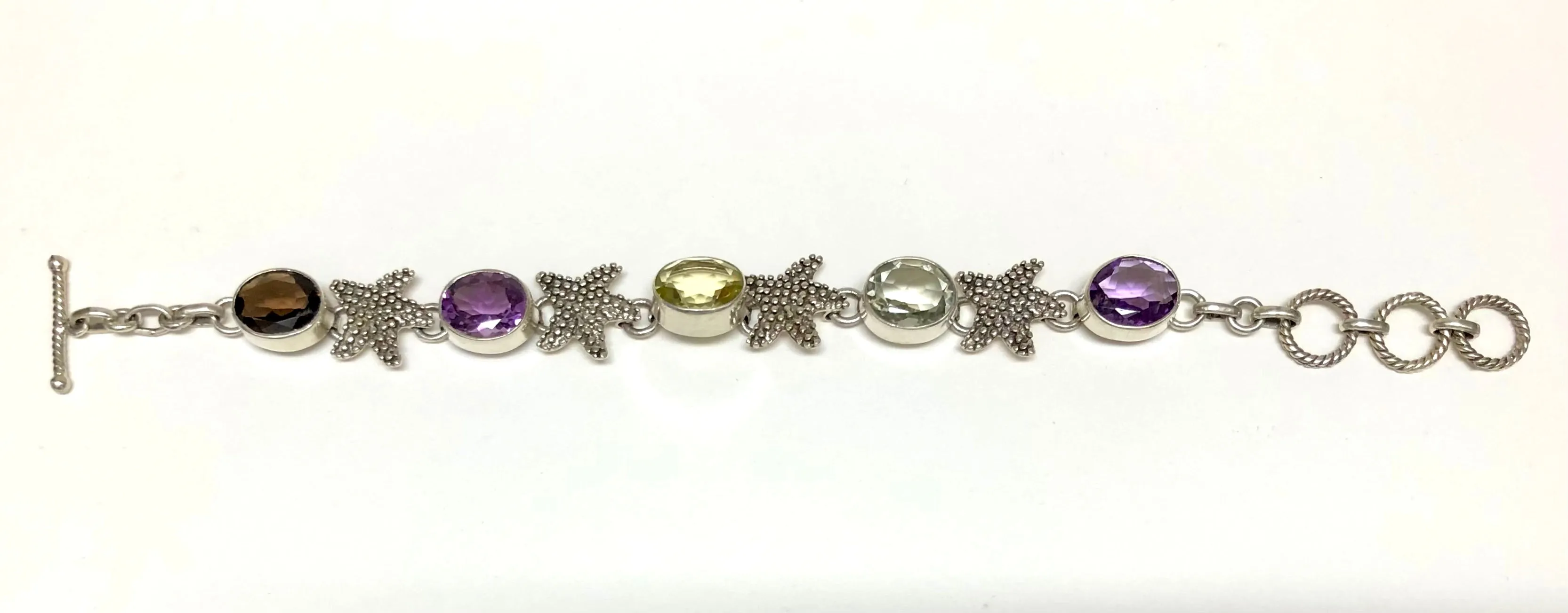 Sterling Silver Bracelet with Semi Precious Stones & Starfish