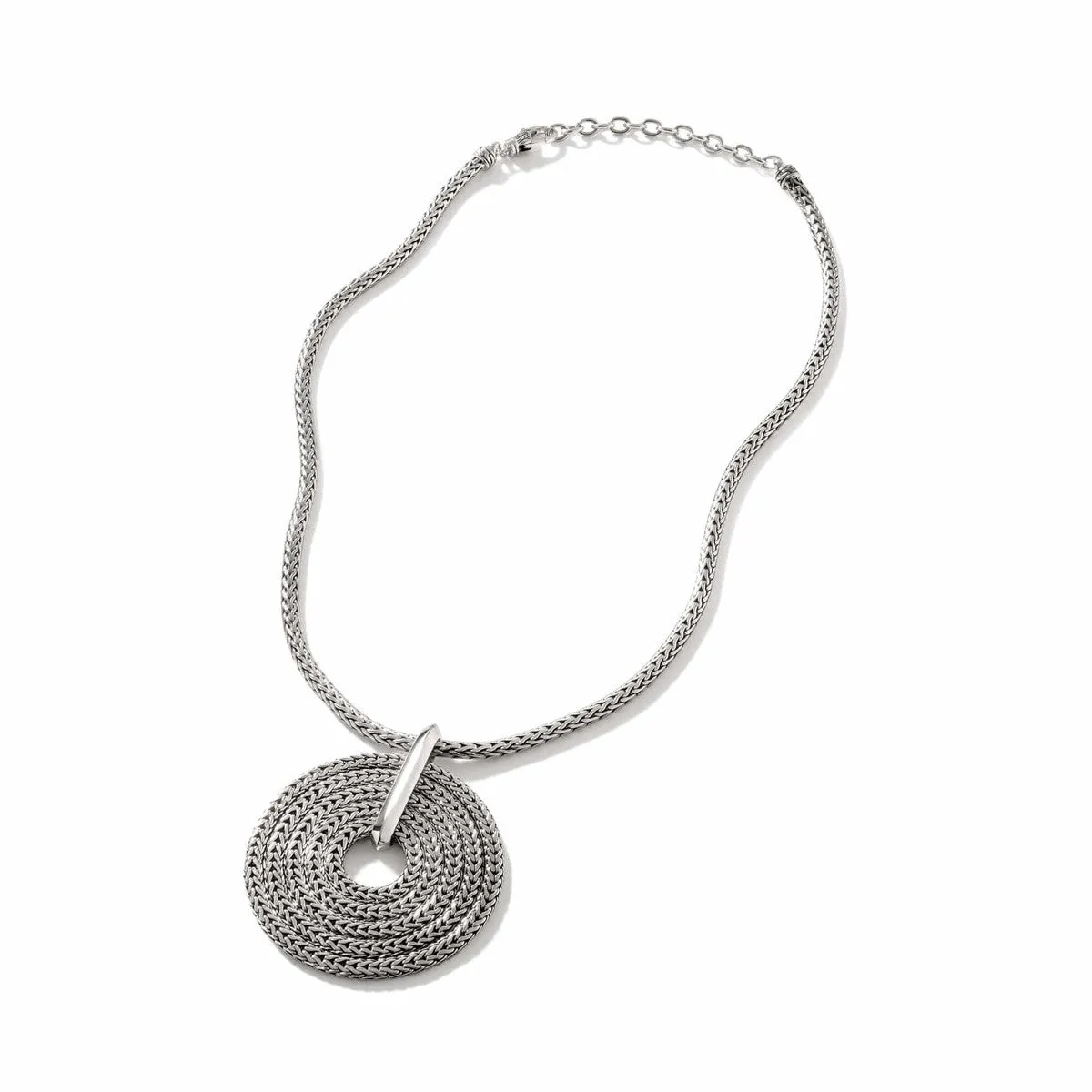 STERLING SILVER CLASSIC CHAIN ROUND PENDANT NECKLACE-NB900970X16-18