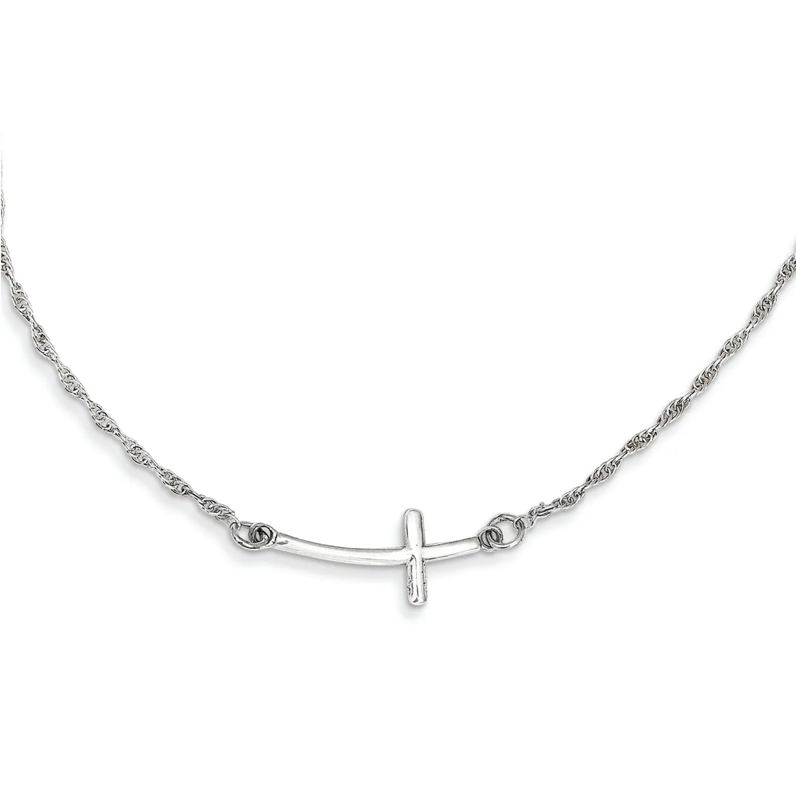 Sterling Silver Small Sideways Cross Necklace