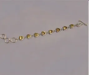 Sterling Silver Trillion Cut Citrine Toggle Bracelet