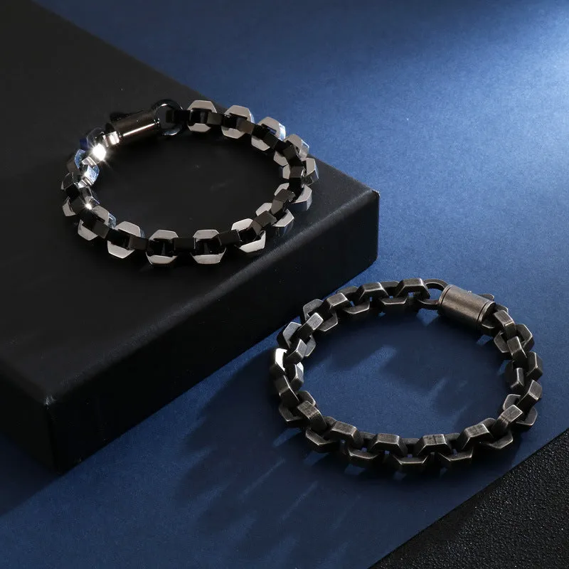 Stylish Geometric Stainless Steel Bracelet for Men - Modern Titanium Accessories