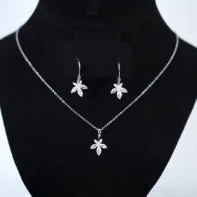 Swarovski Crystal Dainty Leaf Drop Necklace , Bridal Jewelry, Bridal Earrings And Necklace, Statement Earrings Cz, Necklace Set