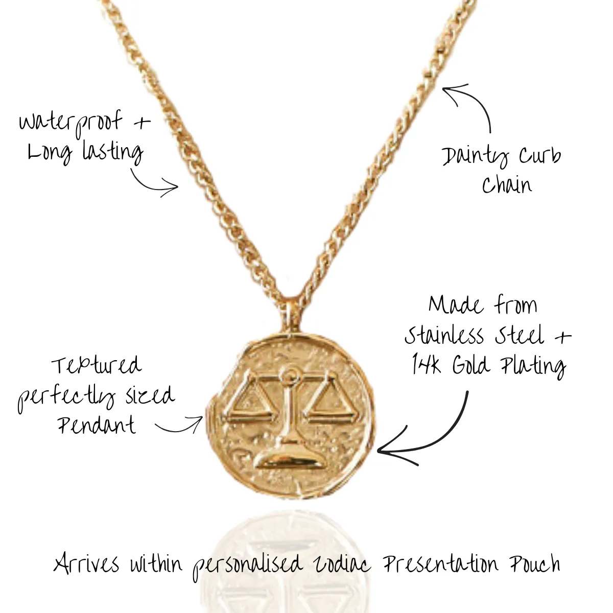 Taurus Zodiac Gold Pendant Necklace