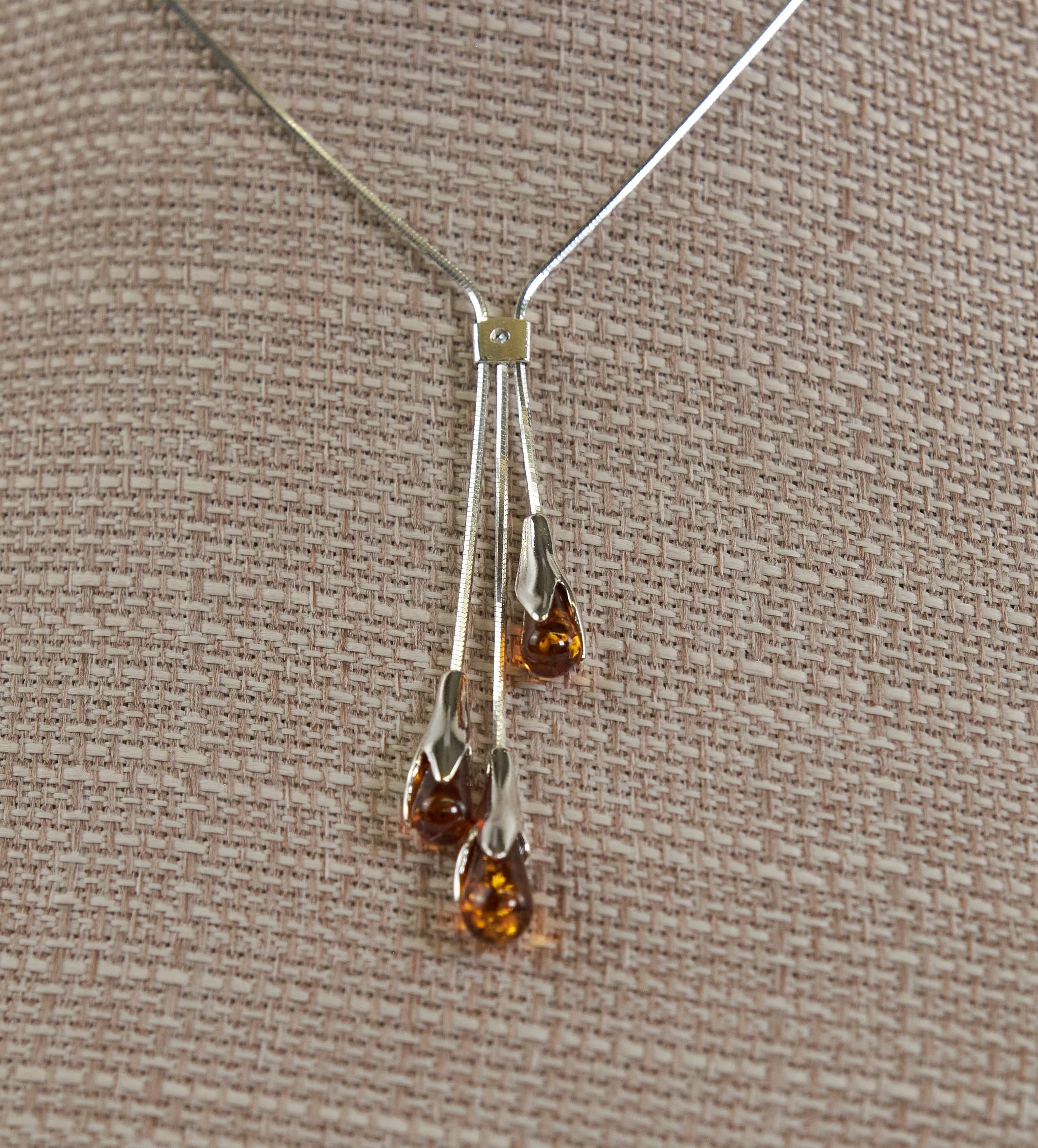 Teardrop Dangle Amber Necklace