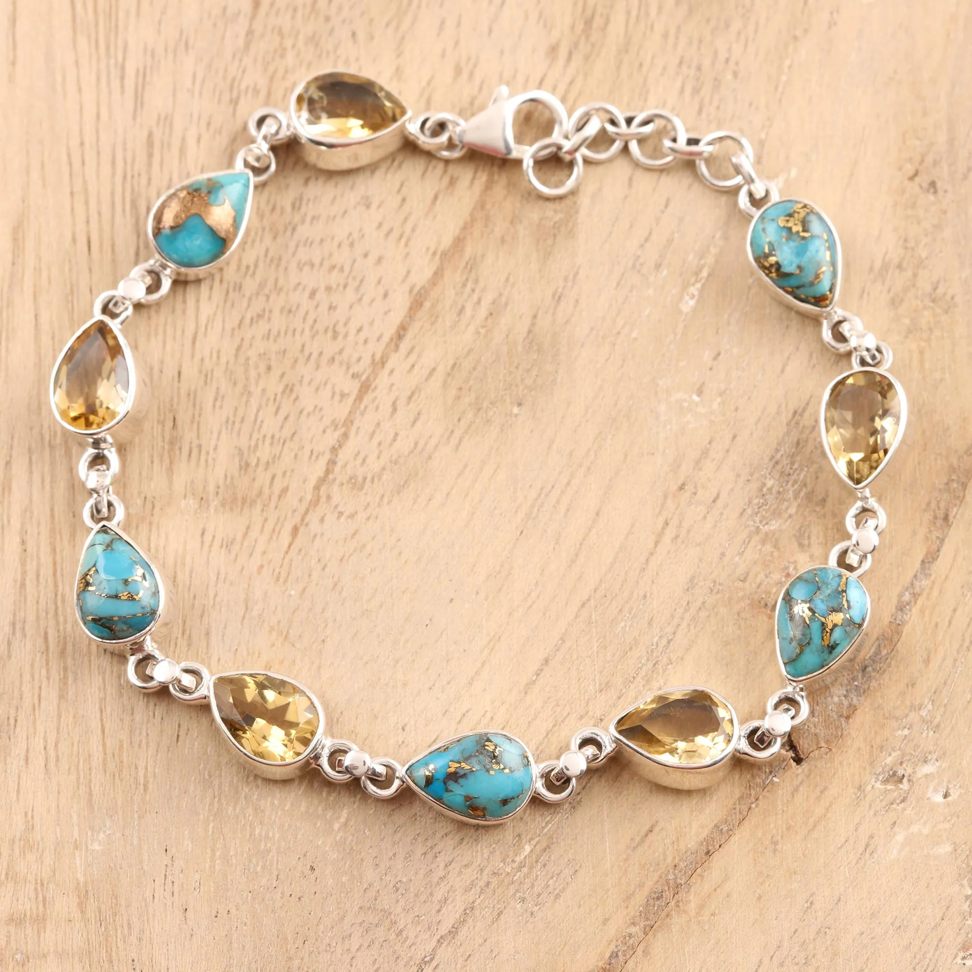 Tears of India Citrine Link Bracelet from India