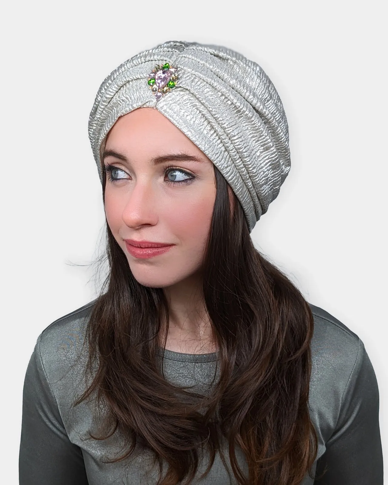 The Melanie Crown | Luxury Handmade Turban Crown Head Covering with Attachable Accessory (no wrapping required)