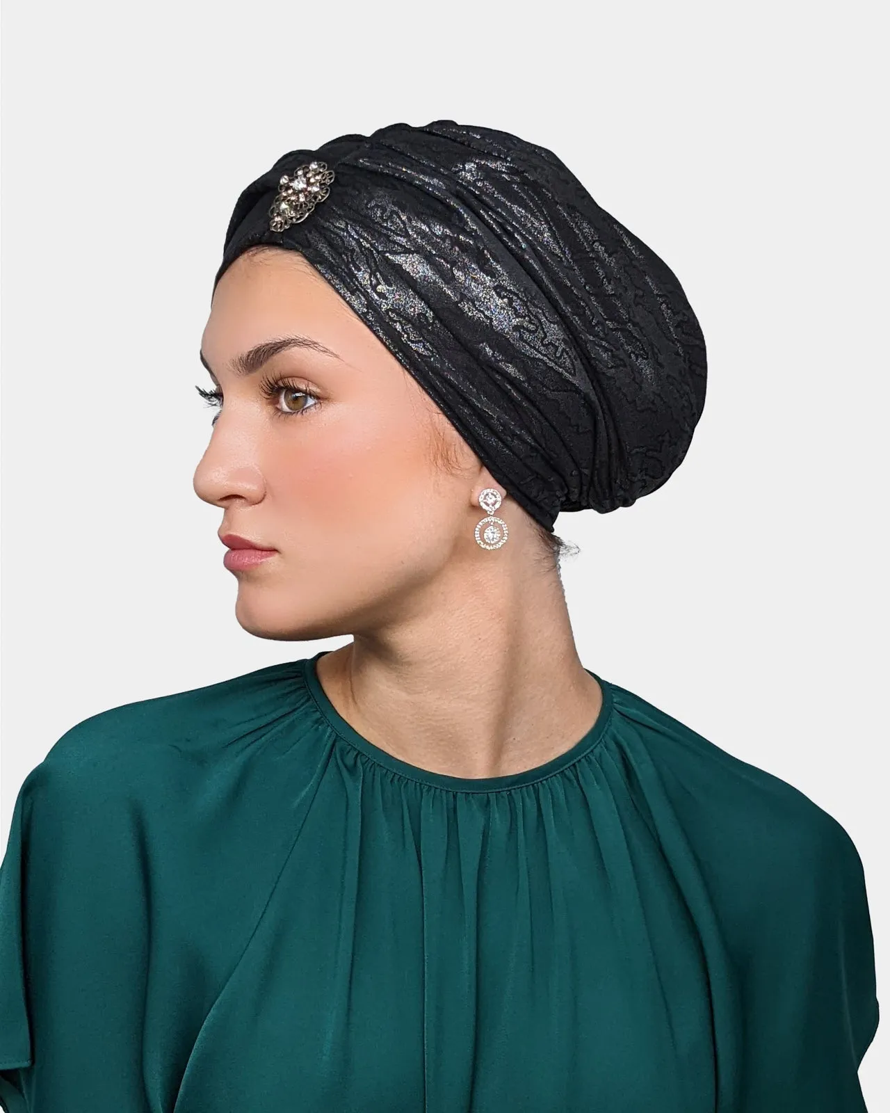 The Melanie Crown | Luxury Handmade Turban Crown Head Covering with Attachable Accessory (no wrapping required)