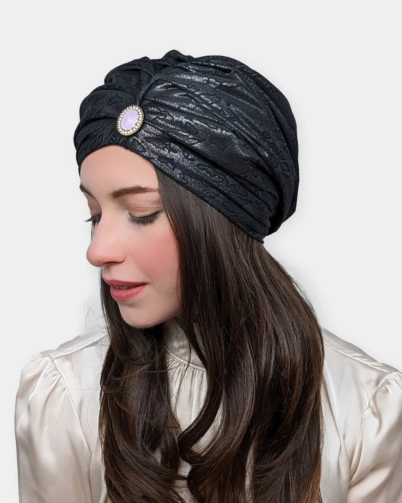 The Melanie Crown | Luxury Handmade Turban Crown Head Covering with Attachable Accessory (no wrapping required)