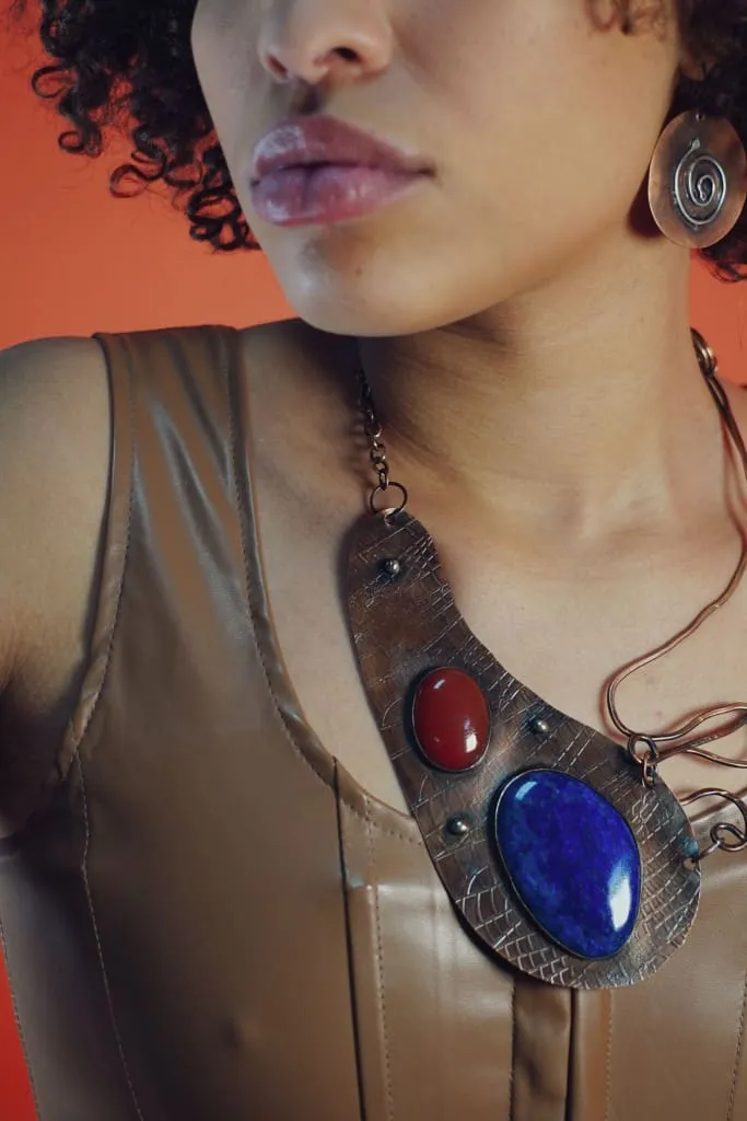 The Statement Necklace - Copper, Lapis and Carnelian