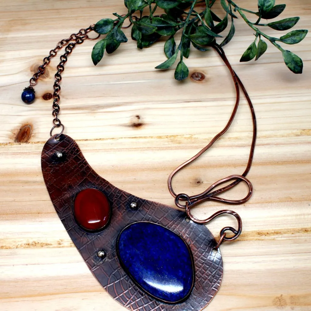 The Statement Necklace - Copper, Lapis and Carnelian