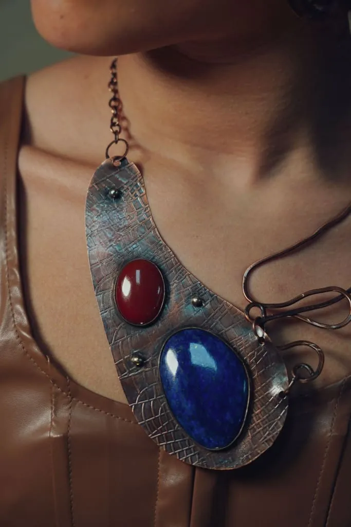 The Statement Necklace - Copper, Lapis and Carnelian