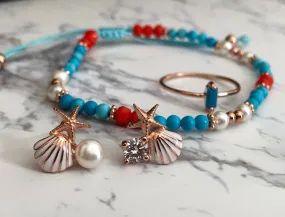 THREE COLOR FRIENDSHIP BRACELET WITH PEARLS