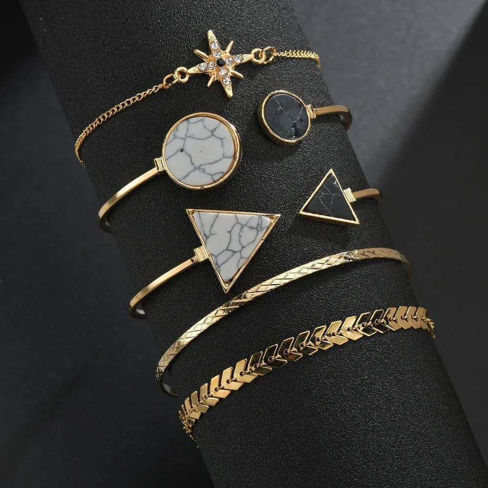 Triangle & Round Decor Bracelet Set