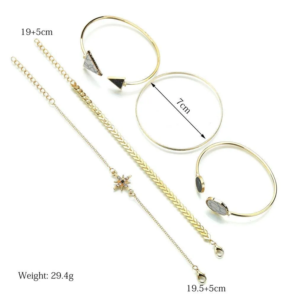 Triangle & Round Decor Bracelet Set