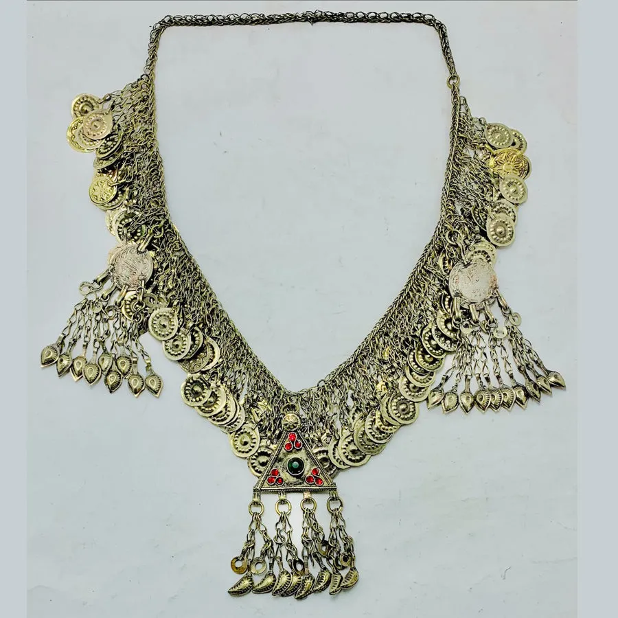 Tribal Kuchi Necklace With Dangling Tassels