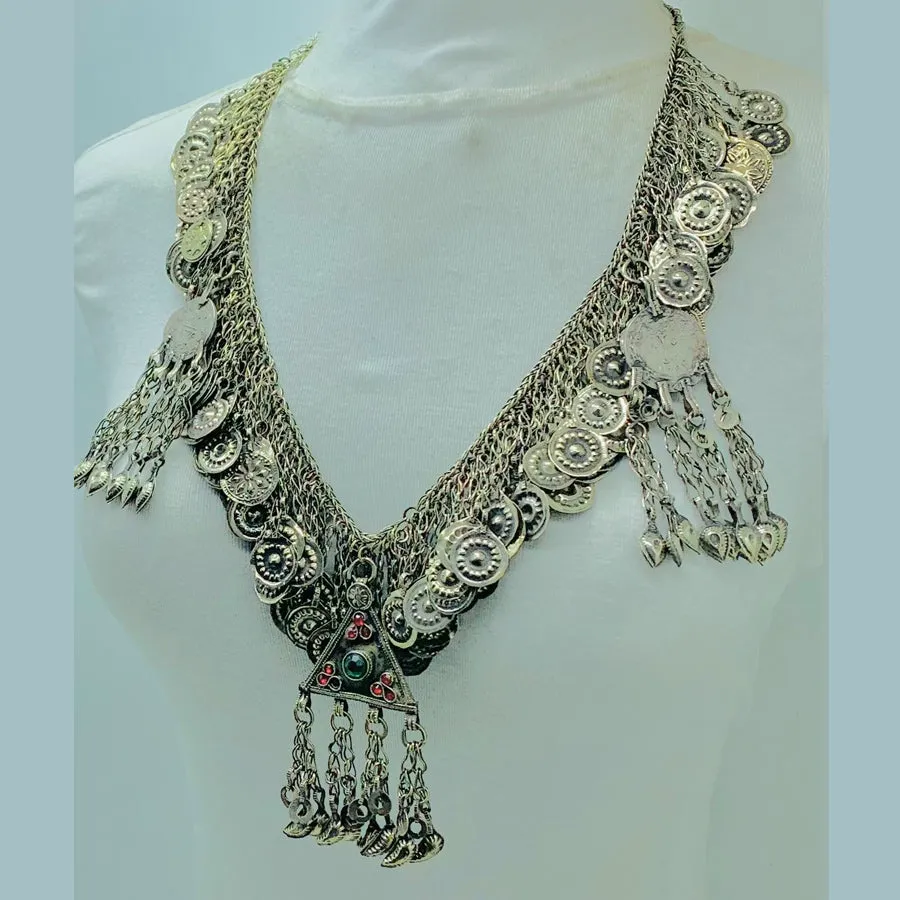 Tribal Kuchi Necklace With Dangling Tassels