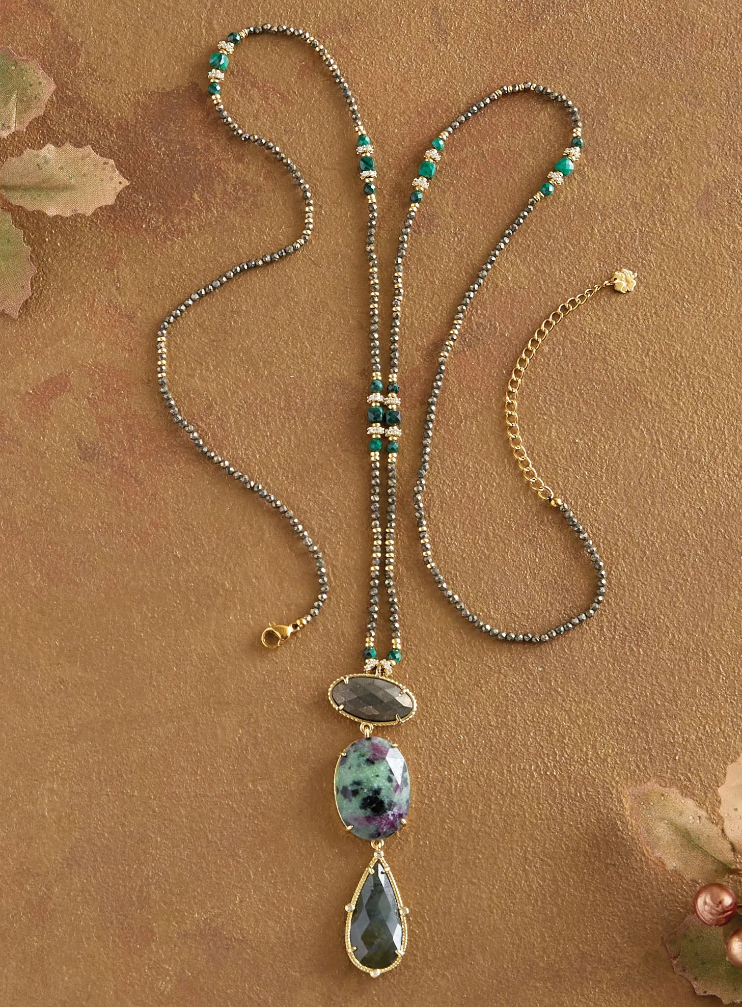 Triple Teardrop Gemstone Necklace