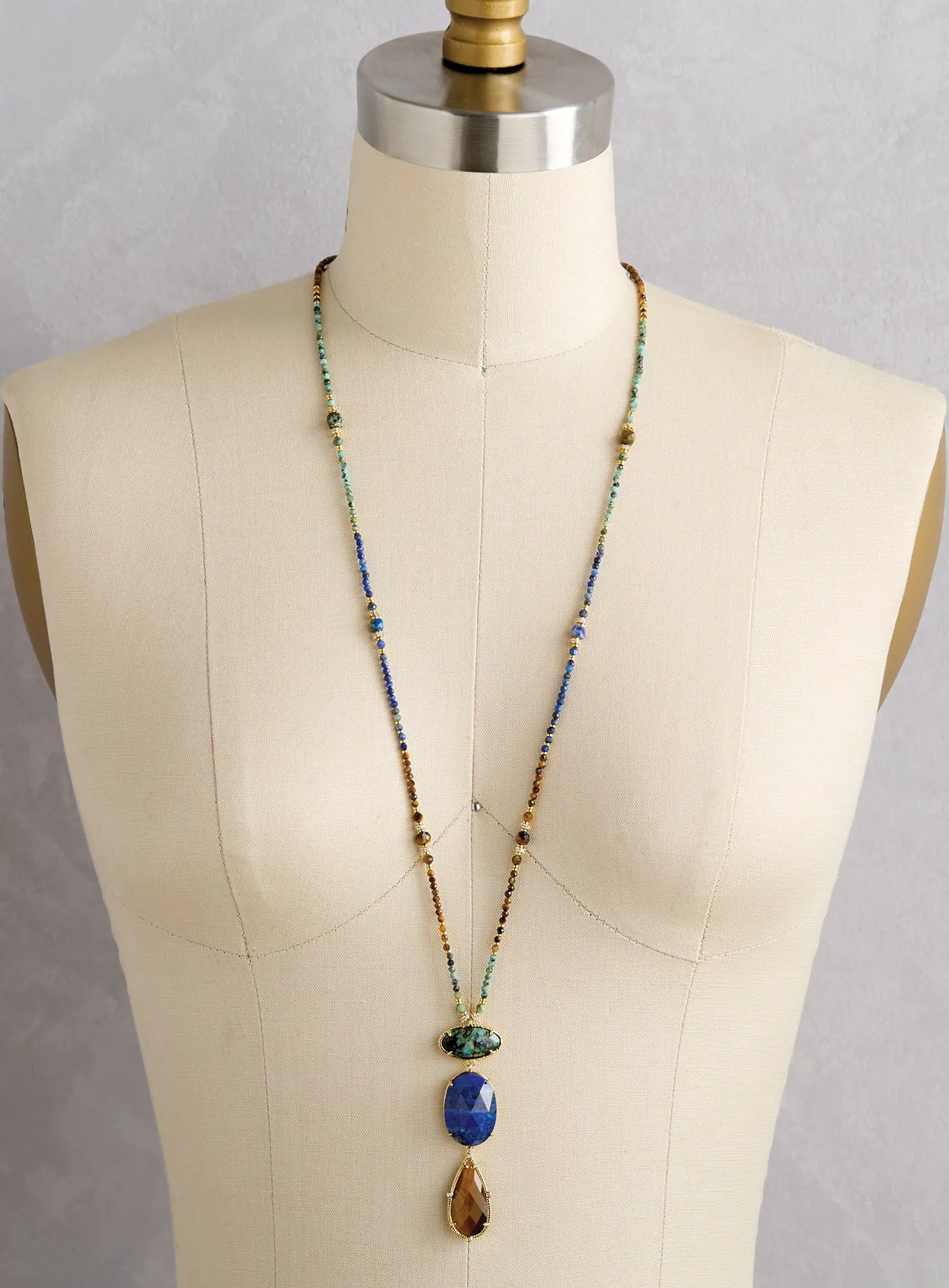 Triple Teardrop Gemstone Necklace