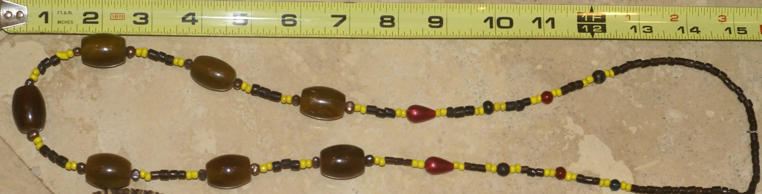 Unique Vintage Hand Crafted Ethnic Amber & Older Glass Trade Beads Necklace, Orang Ulu, Iban & Dayak tribal wear, also Local Currency, Borneo: NECK33   1 Flapper Coconut necklace