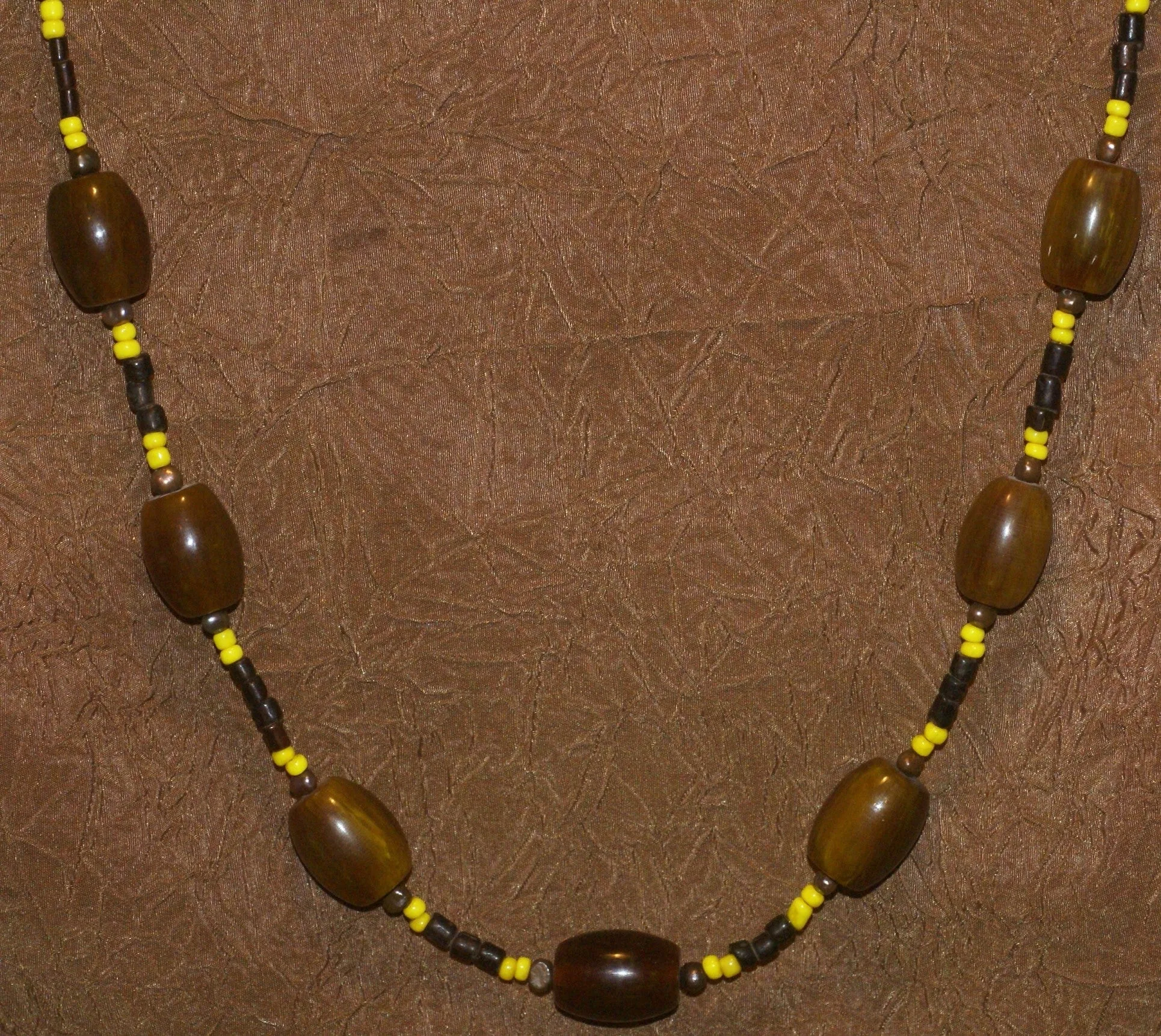 Unique Vintage Hand Crafted Ethnic Amber & Older Glass Trade Beads Necklace, Orang Ulu, Iban & Dayak tribal wear, also Local Currency, Borneo: NECK33   1 Flapper Coconut necklace