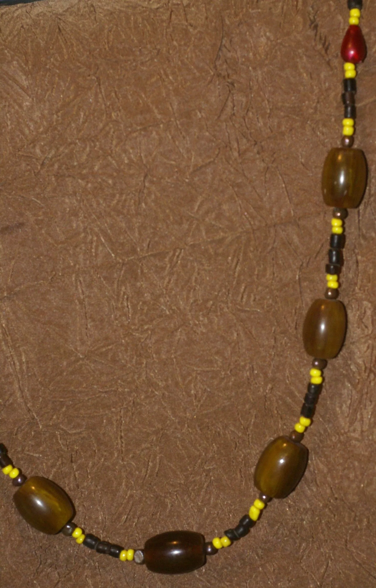 Unique Vintage Hand Crafted Ethnic Amber & Older Glass Trade Beads Necklace, Orang Ulu, Iban & Dayak tribal wear, also Local Currency, Borneo: NECK33   1 Flapper Coconut necklace