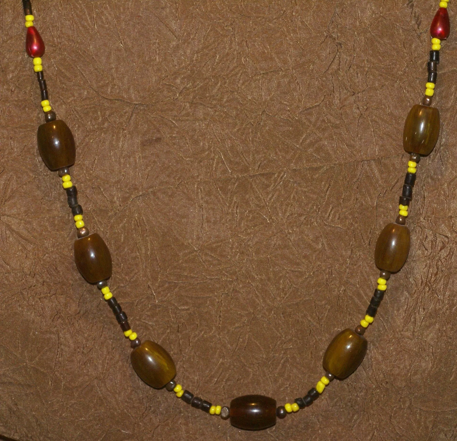 Unique Vintage Hand Crafted Ethnic Amber & Older Glass Trade Beads Necklace, Orang Ulu, Iban & Dayak tribal wear, also Local Currency, Borneo: NECK33   1 Flapper Coconut necklace