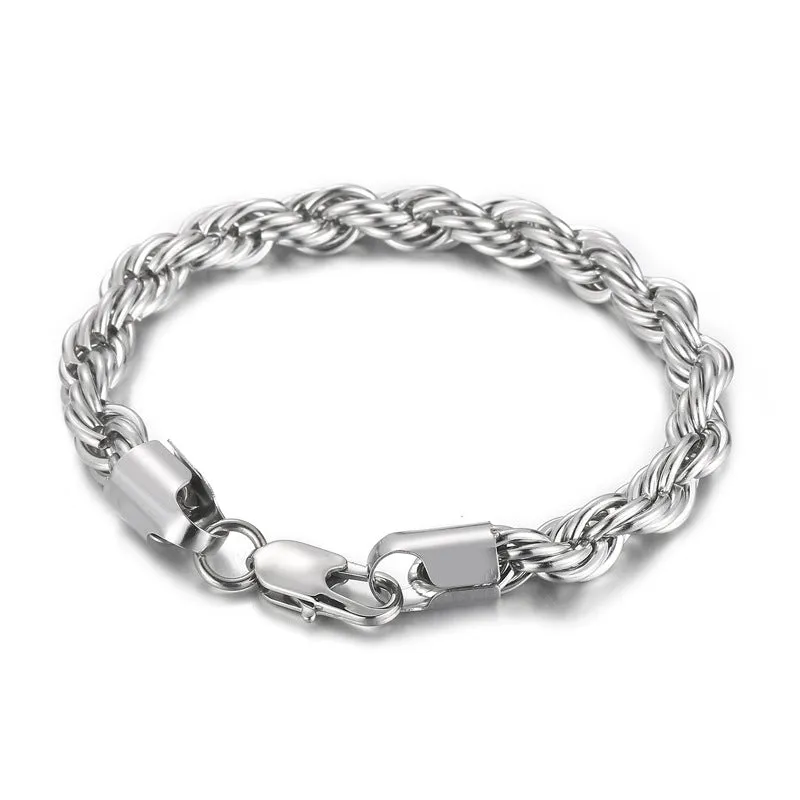 Unisex 18K Gold Two-Tone Twist Chain Bracelet - European and American Titanium Steel Jewelry for Men