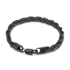 Unisex 18K Gold Two-Tone Twist Chain Bracelet - European and American Titanium Steel Jewelry for Men