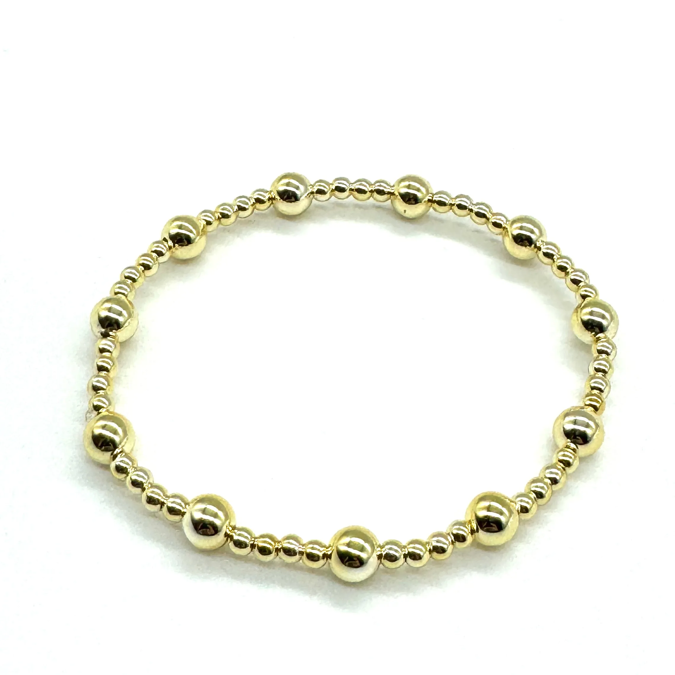 Vacuum-Plated Gold Beaded Stretch Bracelet  - Quintent 3mm and 6mm  - PREORDER