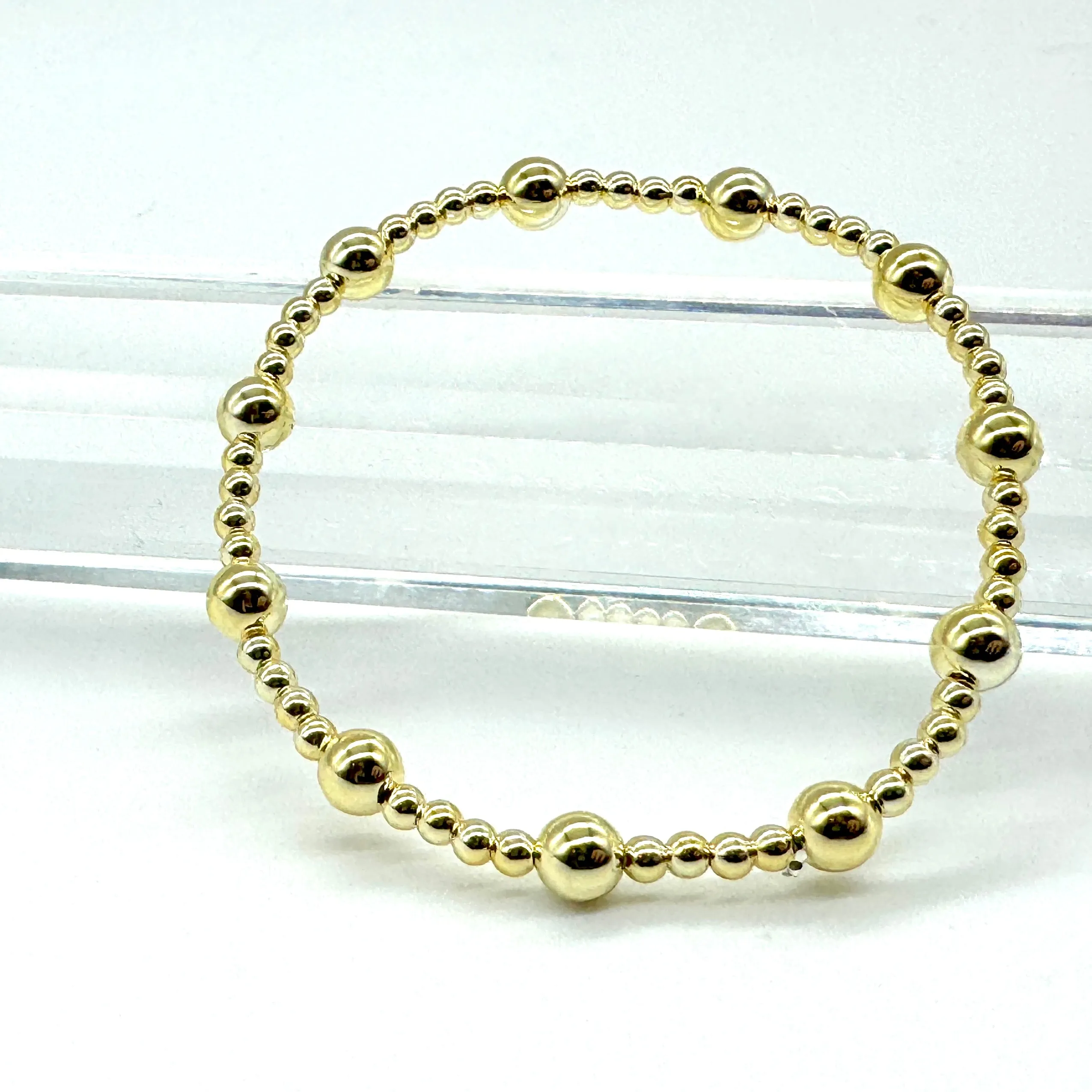 Vacuum-Plated Gold Beaded Stretch Bracelet  - Quintent 3mm and 6mm  - PREORDER