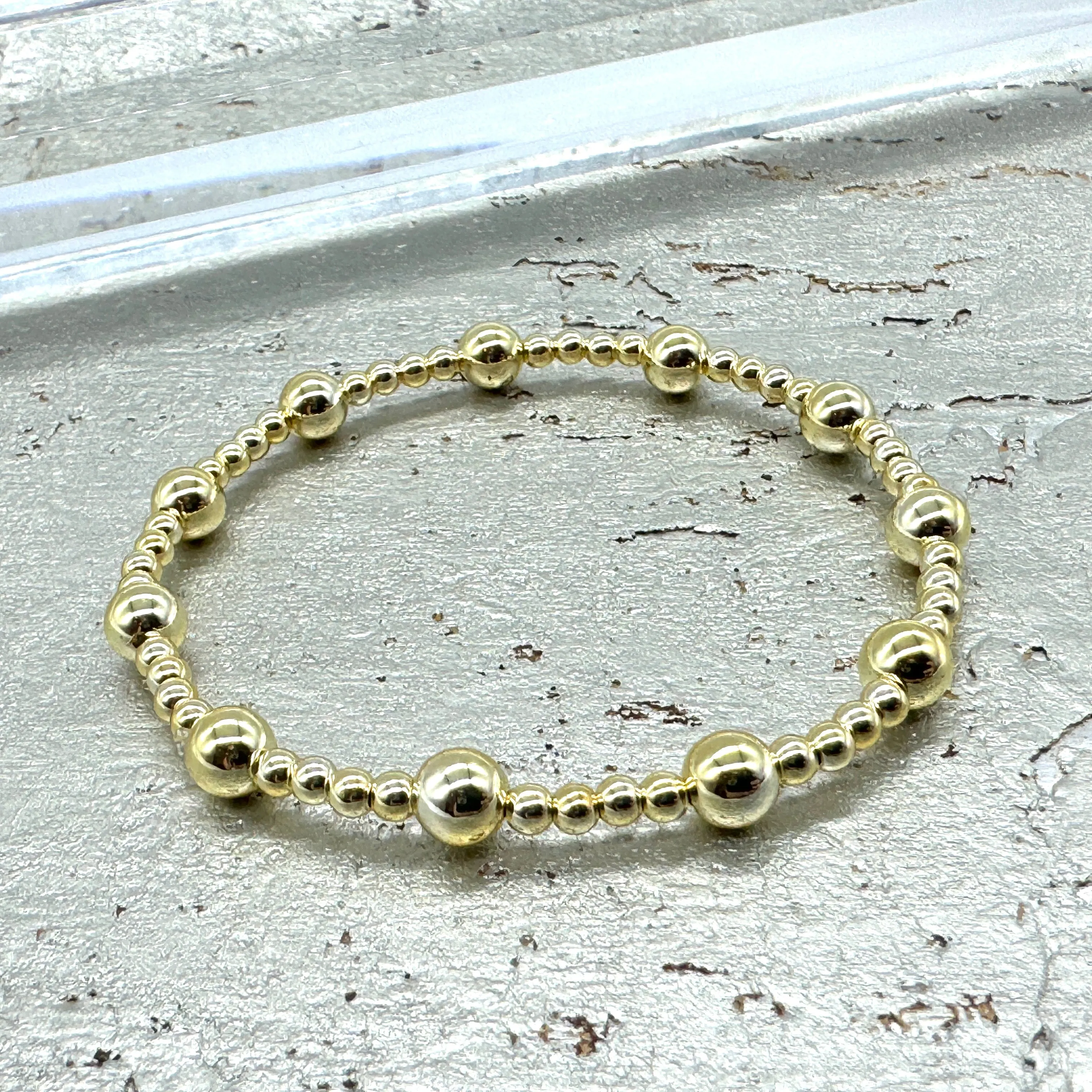 Vacuum-Plated Gold Beaded Stretch Bracelet  - Quintent 3mm and 6mm  - PREORDER