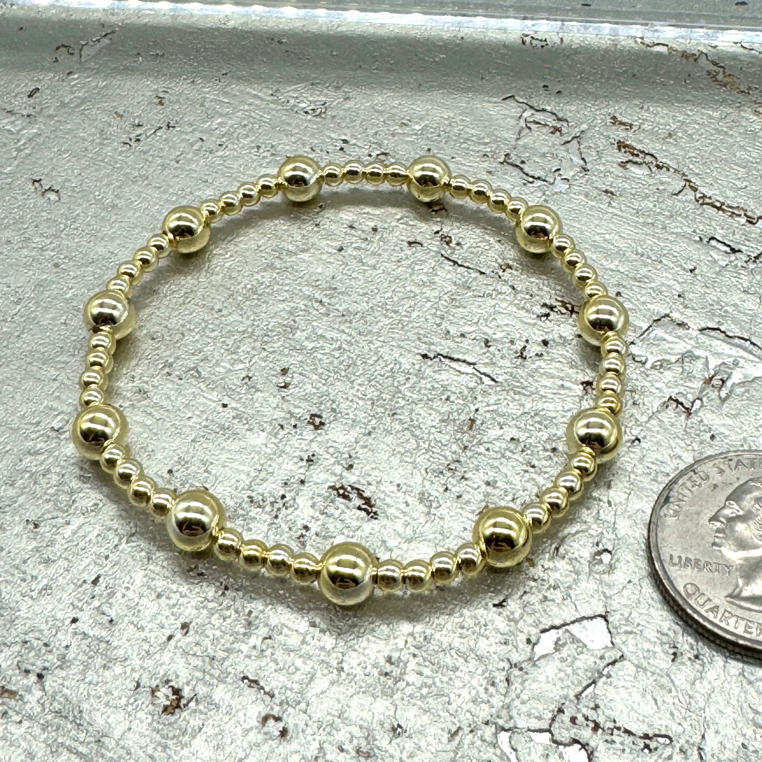 Vacuum-Plated Gold Beaded Stretch Bracelet  - Quintent 3mm and 6mm  - PREORDER