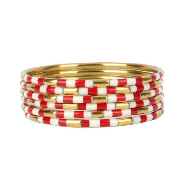 Veda Bangles - Set of 6 - Red/White