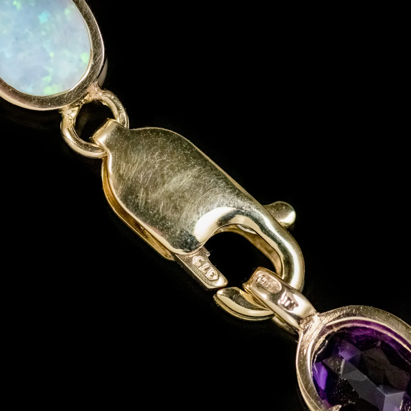 Victorian Style Opal Amethyst Gold Bracelet 9ct Yellow Gold