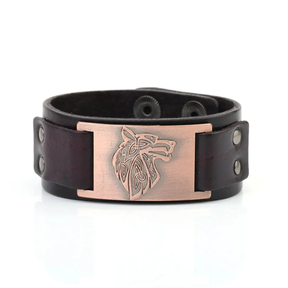 Viking Wolf's Face Bracelet