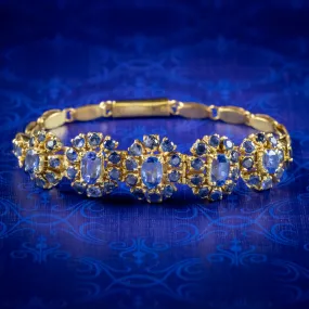 Vintage Sapphire Bracelet Silver 18ct Gold Gilt 6ct Of Sapphire